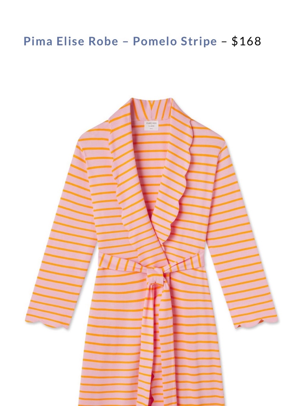 Lake x Atlantic -Pacific Pima Elise Robe in Pink and Orange Stripe Size XS